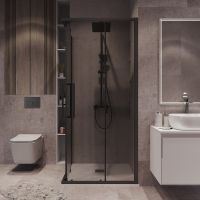 Душевой уголок Grossman Cosmo 100х100 300.K33.02.1010.21.10 профиль Черный матовый стекло тонированное — фото 5, Душевые уголки