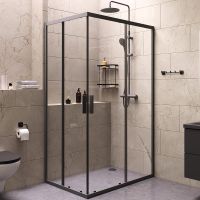 Комплект душевого уголка с душевой системой и аксессуарами AM.PM Gem S 120x80 WK93ER профиль Черный матовый стекло прозрачное — фото 1, Душевые уголки