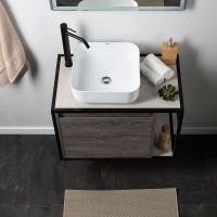 Тумба под раковину Aquanet Nova Lite Loft 75L 261654 подвесная Дуб рошелье — фото 7, Тумбы под раковину