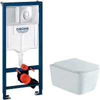 Комплект унитаза Aquatek Либра New AQ1148N-00 с инсталляцией Grohe Rapid SL 38721001 с сиденьем Микролифт и клавишей смыва Хром — фото 1, Комплекты унитаз + инсталляция