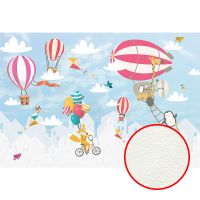 Фреска детская Ortograf Для самых маленьких 32952 Фактура флок FLK Флизелин (4*2,7) Голубой/Разноцветный, Животные/Воздушные шары — фото 1, Фрески