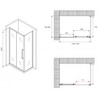Душевой уголок Abber Schwarzer Diamant 130x80 AG30130BMH-S80BM профиль Черный стекло матовое — фото 5, Прямоугольные душевые уголки