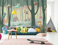 Товар: Фреска детская Ortograf Little Friends 34418 Фактура бархат FX Флизелин (5*3) Зеленый/Бежевый/Розовый, Деревья/Животные - фото 3 Фреска детская Ortograf Little Friends 34418 Фактура бархат FX Флизелин (5*3) Зеленый/Бежевый/Розовый, Деревья/Животные — фото 3, Фрески