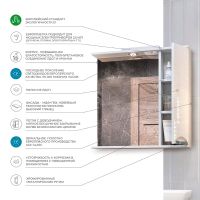 Зеркало со шкафом Vigo Callao 60 R z.CAL.60.R.El с подсветкой Белое — фото 5, Зеркальные шкафы в ванную