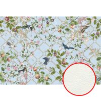 Фреска Ortograf Aurora 34126 Фактура флок FLK Флизелин (4*2,7) Голубой/Разноцветный, Цветы/Птицы — фото 1, Фрески