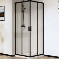 Душевой уголок Vincea City 90х90 VSS-5CT900CLB профиль Черный стекло прозрачное — фото 3, Квадратные душевые уголки