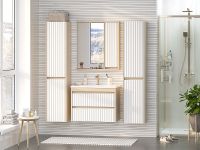 Зеркало со шкафом Brevita Balaton 75 R BAL-04075-03-01П с подсветкой Белое матовое Бежевое матовое — фото 5, Мебель для ванной