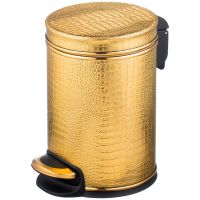 Ведро для мусора Geralis V-KGG-M​ Croco Золото, кант Золото, 3 л — фото 1, Мусорные ведра