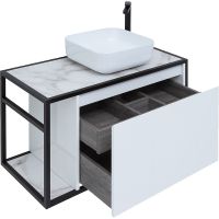 Тумба под раковину Aquanet Nova Lite Loft 90R 261651 подвесная Белый глянец — фото 8, Мебель для ванной