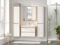 Зеркало со шкафом Brevita Balaton 80 R BAL-04080-03-01П с подсветкой Белое матовое Бежевое матовое — фото 5, Мебель для ванной