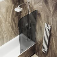 Шторка на ванну Maybah Glass MGV-153-5у 740x1400 в узком профиле Хром матовый стекло графитовое матовое — фото 4, Неподвижные шторки для ванной