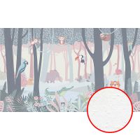 Фреска детская Ortograf Little Friends 34420 Фактура бархат FX Флизелин (5*3) Зеленый/Серый/Розовый, Деревья/Животные — фото 1, Фрески