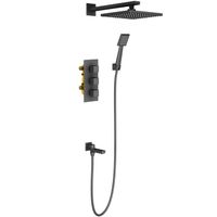 Душевая система Timo Tetra-Thermo SX-0199/03SM с термостатом Черный — фото 1, Душевое оборудование. Душевая программа