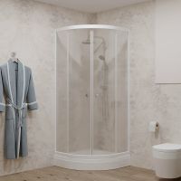 Душевой уголок Triton Ультра 80х80 А Щ0000061784 профиль Белый стекло прозрачное — фото 1, Душевые уголки четверть круга