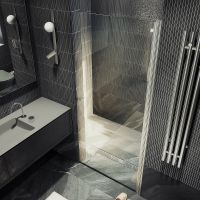 Товар: Душевая дверь Maybah Glass MGD-803-5 800x1980 на монопетле Хром матовый стекло прозрачное - фото 3 Душевая дверь Maybah Glass MGD-803-5 800x1980 на монопетле Хром матовый стекло прозрачное — фото 3, Душевые двери в нишу