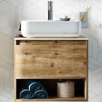 Тумба с раковиной STWORKI Карлстад 60 427728 подвесная Дуб рустикальный — фото 1, Мебель для ванной