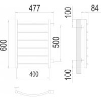 Водяной полотенцесушитель Terminus Классик П6 400х600 бп500 4670078530196 Хром, боковое подключение, G 1" НР — фото 3, Водяные полотенцесушители