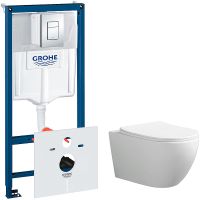 Комплект унитаза Ceruttispa Orlter Aria Tornado CT9955 с инсталляцией Grohe Rapid SL 38775001 с сиденьем Микролифт и клавишей смыва Хром — фото 1, Комплекты унитаз + инсталляция