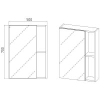 Зеркальный шкаф VIANT Бостон 50 VBOS50-ZSH Дуб Вотан — фото 8, Зеркальные шкафы в ванную