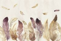 Фреска Ortograf Levity 33350 Фактура флок FLK Флизелин (4*2,7) Бежевый, Перья — фото 2, Фрески