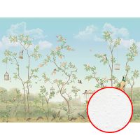 Фреска Ortograf Chinoiserie 33955 Фактура бархат FX Флизелин (4*3) Голубой/Зеленый, Деревья/Птицы — фото 1, Фрески