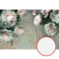 Фреска Ortograf Цветы 34060 Фактура бархат FX Флизелин (4*2,7) Зеленый/Белый/Серый, Цветы/Геометрия — фото 1, Фрески