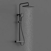 Душевая система Vincea Next VSFS-1N0TMB с термостатом Черная матовая — фото 2, Душевые стойки
