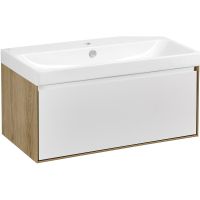 Тумба под раковину Aquaton Либерти 90 1A279901LYC70 подвесная Дуб эльвезия Белая — фото 3, Тумбы под раковину