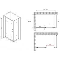 Душевой уголок Abber Schwarzer Diamant 120x50 профиль Хром стекло прозрачное арт-AG301205-S505 — фото 4, Прямоугольные душевые уголки