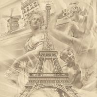 Фреска Ortograf Париж 10510 Фактура флок FLK Флизелин (2,4*2,4) Бежевый, Город/Люди/Абстракция — фото 2, Фрески