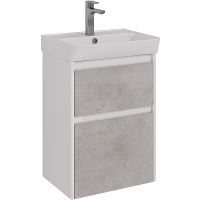 Тумба под раковину Lemark Combi 50 LM03C50T-Beton подвесная Бетон Белый глянец — фото 1, Мебель для ванной