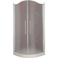 Душевой уголок Migliore Diadema 90x90 20419 профиль Хром стекло матовое с декором — фото 1, Душевые уголки четверть круга