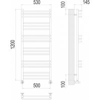 Водяной полотенцесушитель Terminus Соренто П18 500х1200 4670078530851 Хром, нижнее подключение, G 1/2" ВР, с комплектом вентилей — фото 4, Водяные полотенцесушители