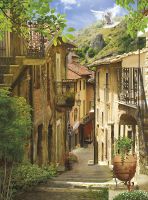 Фреска Ortograf Городской пейзаж 3419 Фактура флок FLK Флизелин (2*2,7) Бежевый/Зеленый, Город/Пейзаж — фото 2, Фрески