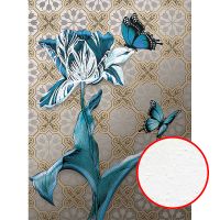 Фреска Ortograf Flower Dreams 31659 Фактура бархат FX Флизелин (2*2,7) Серый/Бежевый/Голубой, Цветы/Бабочки арт-31659 (бархат FX) — фото 1, Фрески