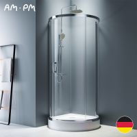 Душевой уголок AM.PM Like Round 95х95 W83G-333-095CT профиль Хром глянцевый стекло прозрачное — фото 1, Полукруглые душевые уголки