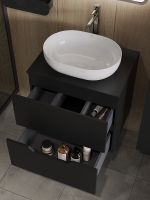 Тумба с раковиной Orange Line 60 Li-60TubMDF+B05-480W подвесная Черная матовая — фото 4, Тумбы с раковиной