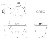 Унитаз Creo Ceramique Creo COMBO CR1100R подвесной с сиденьем Микролифт — фото 8, Унитазы