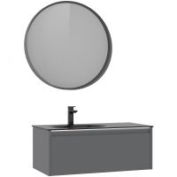 Тумба с раковиной Orka Lisbon 90 5001430 подвесная Серая матовая — фото 2, Мебель для ванной