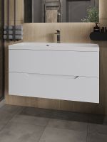 Тумба с раковиной Orange Line 100 Li-100Tuw+RA100 подвесная Белая матовая — фото 2, Тумбы с раковиной