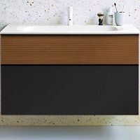 Тумба с раковиной Burgbad Fiumo 100 SFXN102F3958FOT52G0200C0001*1 Tectona Dekor Zimt Graphit Softmatt — фото 1, Мебель для ванной