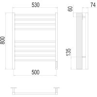 Электрический полотенцесушитель Terminus Сицилия П8 500х800 КС 9005 4670078527646 Черный матовый — фото 5, Электрические полотенцесушители
