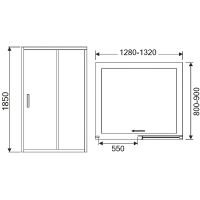 Душевая дверь в нишу River Bering 130 МТ 10000000038 профиль Матовый хром стекло матовое — фото 3, Раздвижные душевые двери