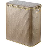 Корзина для белья Geralis PLG-M Punto Бежевая, кант Золото, малая — фото 1, Корзины для белья