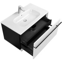Товар: Тумба под раковину Roca Aneto 80 857430806 подвесная Белый глянец Черная матовая - фото 3 Тумба под раковину Roca Aneto 80 857430806 подвесная Белый глянец Черная матовая — фото 3, Мебель для ванной