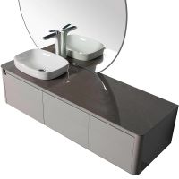 Тумба с раковиной Black&White Universe U915.1600L 160 L 9151600 подвесная Glossy light grey — фото 3, Мебель для ванной