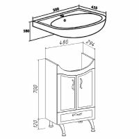 Тумба под раковину Runo Севилья 50 00000000792 Белая — фото 5, Тумбы под раковину