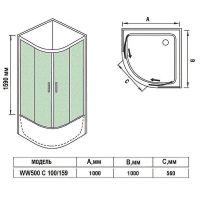 Душевой уголок WeltWasser WW500 С 100х100 10000012448 профиль Хром стекло прозрачное — фото 4, Душевые уголки