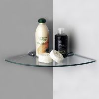 Стеклянная полка WasserKRAFT K-533 угловая Хром — фото 2, Полки для ванной и душа