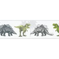 Бордюр детский AS Creation Little Stars 35836-1 Винил на флизелине (0,13*5) Серый/Зеленый, Животные — фото 1, Обои для стен